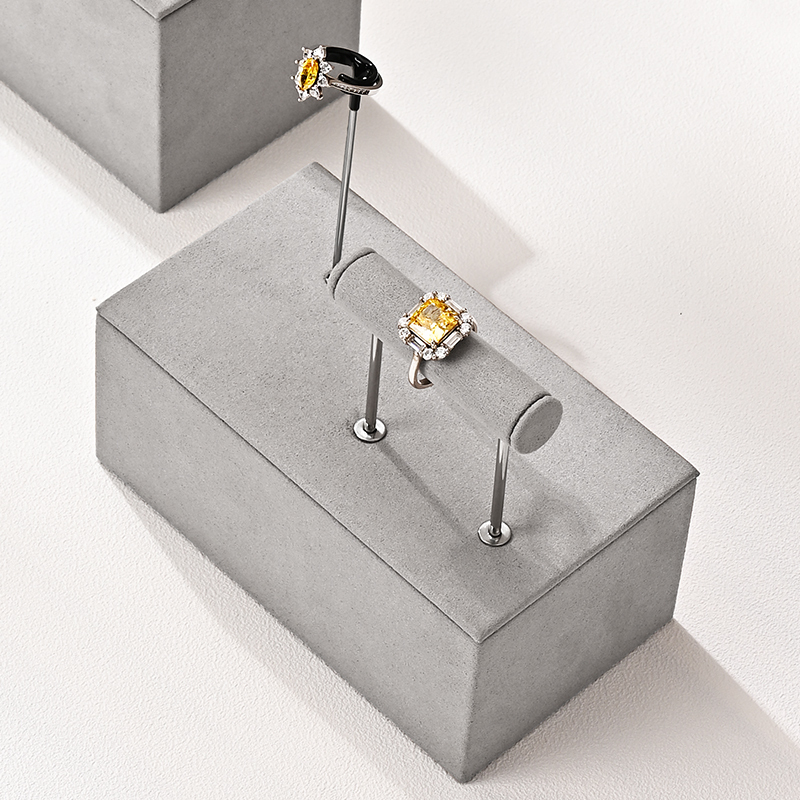 TT476 Custom Luxury Grey Microfiber Piercing Earring Ring Pendant for Jewelry Display Prop Base