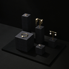 TT446 Black Jewelry Microfiber Gold T Shape Stand Piercing Earring Triangular Ring Organizer Holder