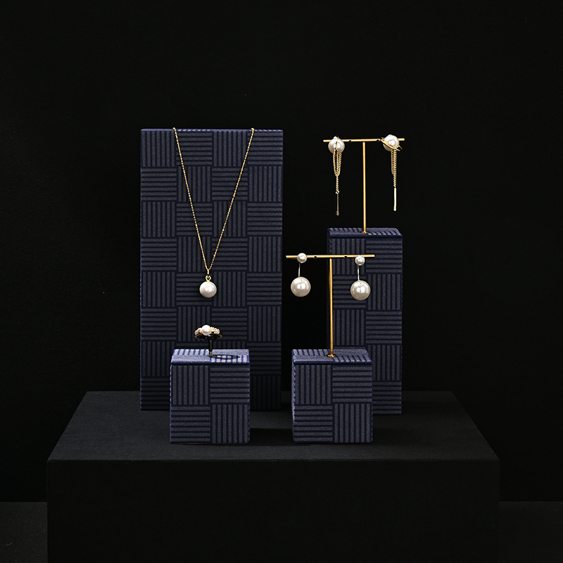 TT447 Metal T-bar Gold Jewelry Display Set Ring Earring Pendant Stand