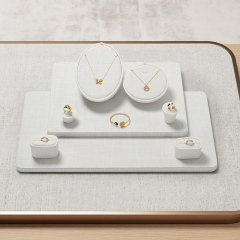 TT535 Wholesale Luxury White Linen Ring Necklace Jewelry Display Combination Set