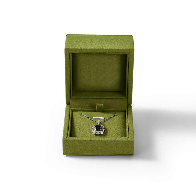 Custom Logo Leatherette Microfiber Jewellery Box Necklace Pendant Jewelry Box Packaging Boxes