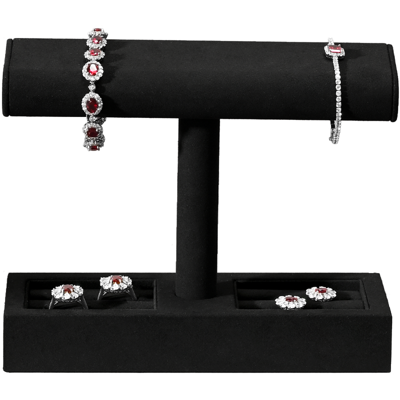 J004 Custom High-end Microfiber T-Bar Tower Stand for Bracelets & Watches Ring Jewelry Display for Shop Display