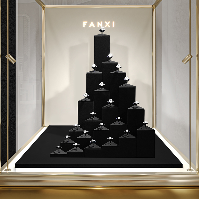 TT449 Ring Display Stand Ring Holder Exhibitor Jewellery Display Black
