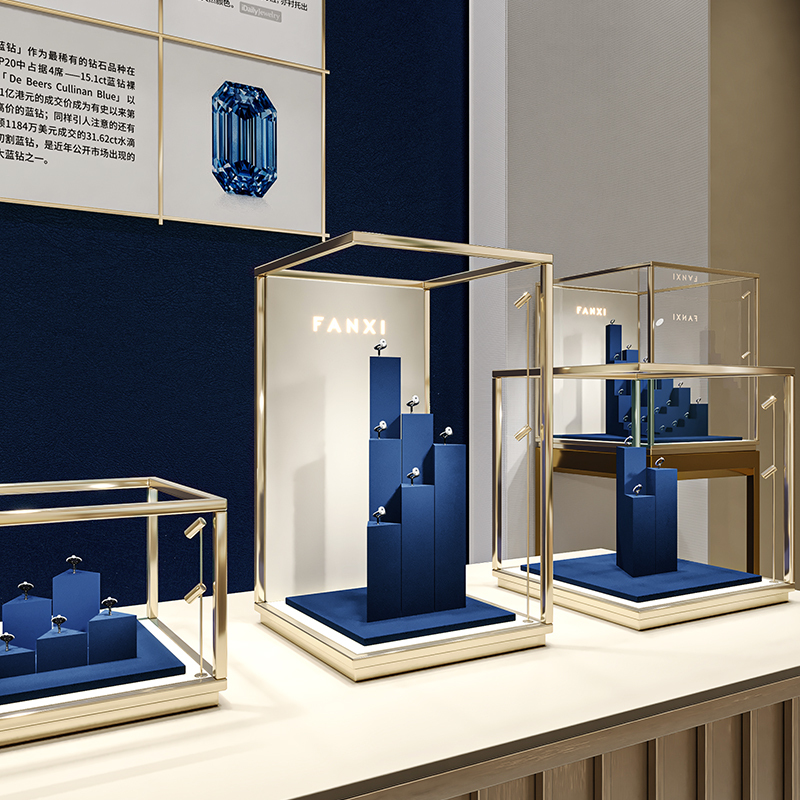 TT452 Blue Ring Display Window Jewellery Display Props Luxury Bracelet Jewelry Display Stand