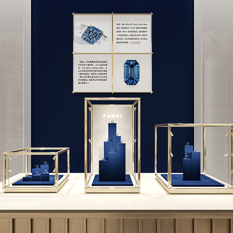 TT452 Blue Ring Display Window Jewellery Display Props Luxury Bracelet Jewelry Display Stand