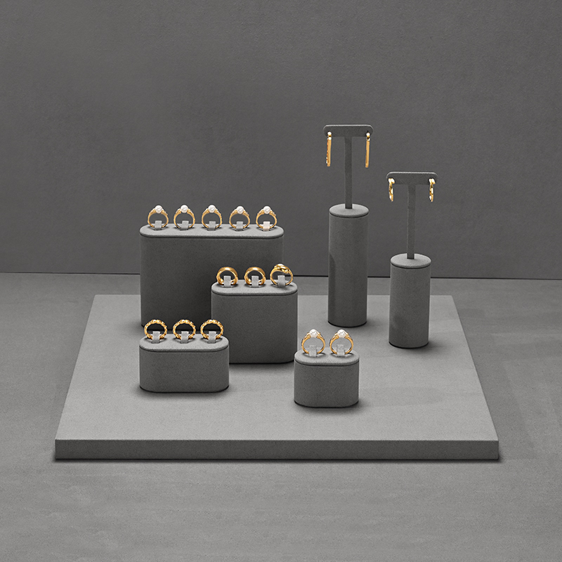 TT481 Grey Jewelry Display Mannequin Set Metal Microfiber Jewelry Display for Store Window