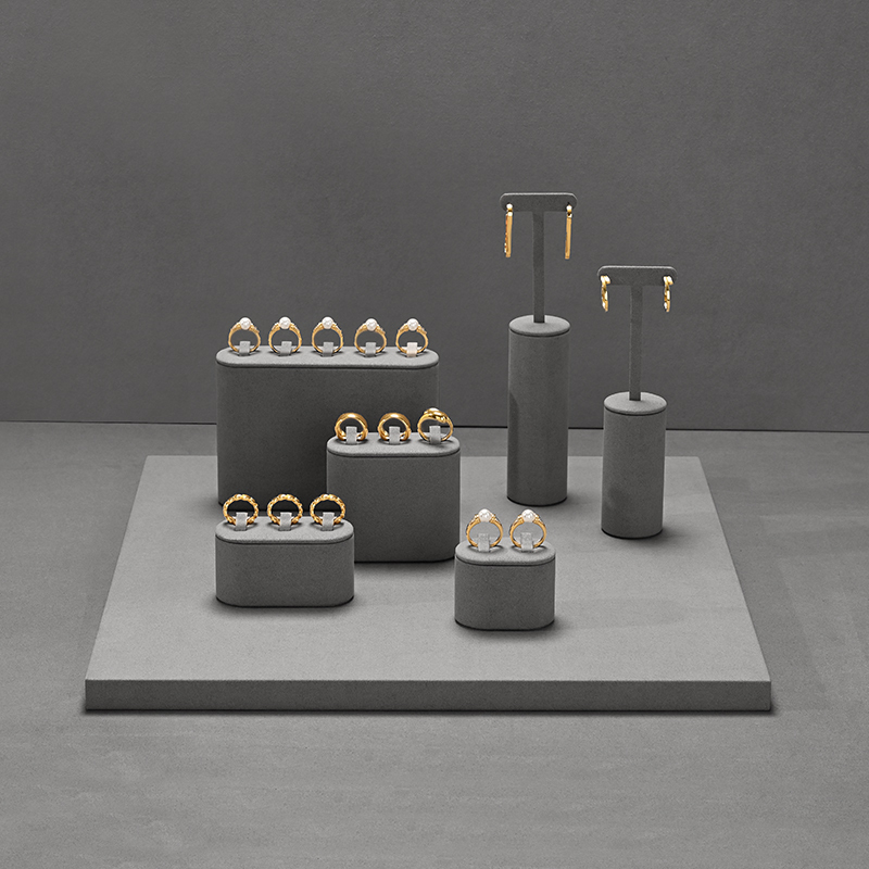 TT481 Grey Jewelry Display Mannequin Set Metal Microfiber Jewelry Display for Store Window