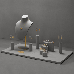 TT481 Grey Jewelry Display Mannequin Set Metal Microfiber Jewelry Display for Store Window