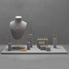 TT481 Grey Jewelry Display Mannequin Set Metal Microfiber Jewelry Display for Store Window