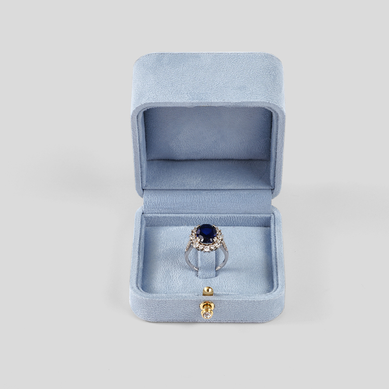 Custom Logo Jewellery Case Box Suede Wedding Ring Box Oem for Packaging