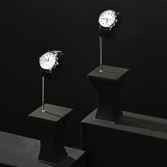 JS149 Custom Black Leather Watches Storage Shooting Props Holder Stand For Single Watch Metal Bracket