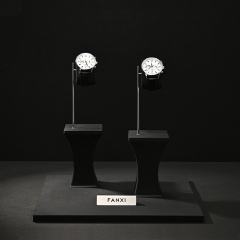 JS149 Custom Black Leather Watches Storage Shooting Props Holder Stand For Single Watch Metal Bracket