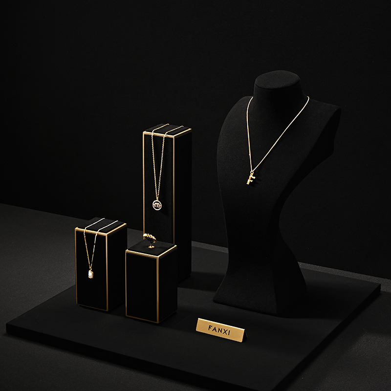 TT477 High End Jewelry Display Stand Microfiber Ring Earring Necklace Display Props Showcase Display Stand