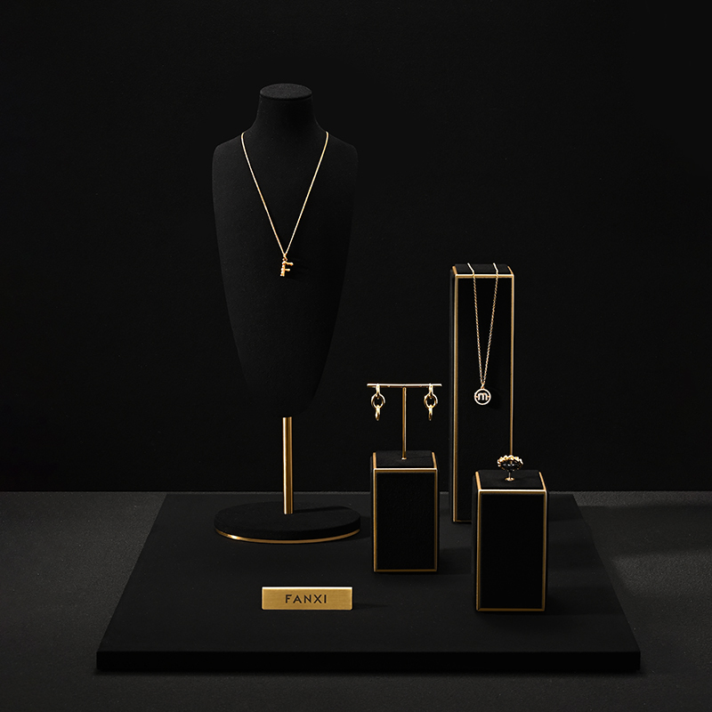 TT477 High End Jewelry Display Stand Microfiber Ring Earring Necklace Display Props Showcase Display Stand