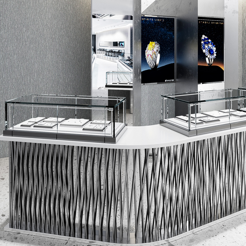 TT485 Unique Design Jewellery Display Trays White Leather Store Jewelry Display Stands
