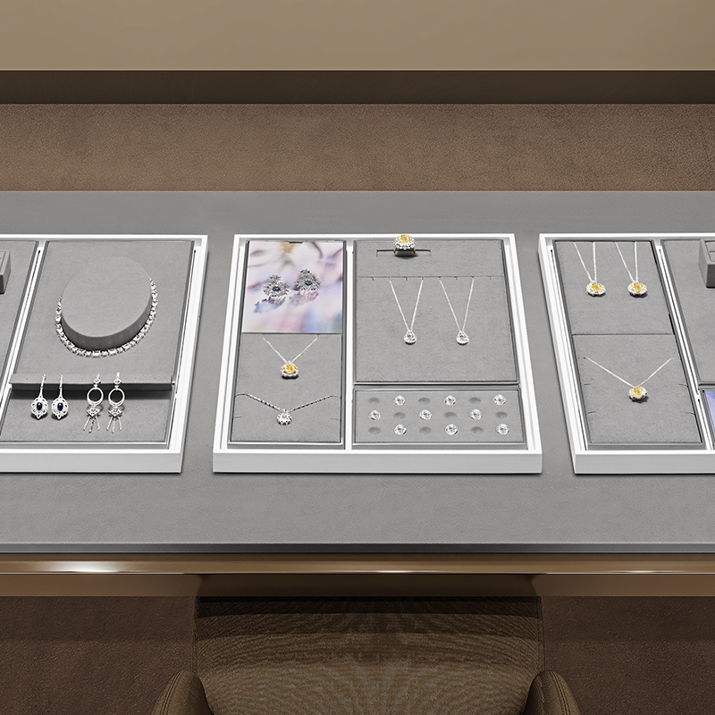 TT497 Wholesale Stock Jewelry Display Stand with Microfiber Necklace Ring Earrings Jewellery Display Set