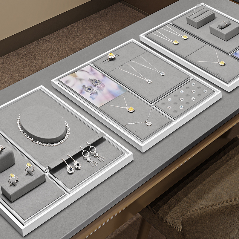 TT497 Wholesale Stock Jewelry Display Stand with Microfiber Necklace Ring Earrings Jewellery Display Set