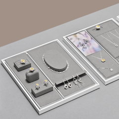 TT497 Wholesale Stock Jewelry Display Stand with Microfiber Necklace Ring Earrings Jewellery Display Set