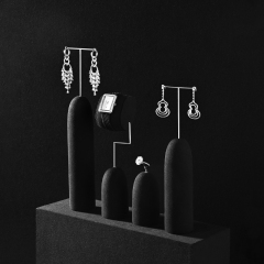 TT361 Black Microfiber Jewelry Display Set Luxury Piercing Earring Display Holder Necklace Jewelry Counter Display Props