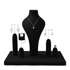 TT361 Black Microfiber Jewelry Display Set Luxury Piercing Earring Display Holder Necklace Jewelry Counter Display Props