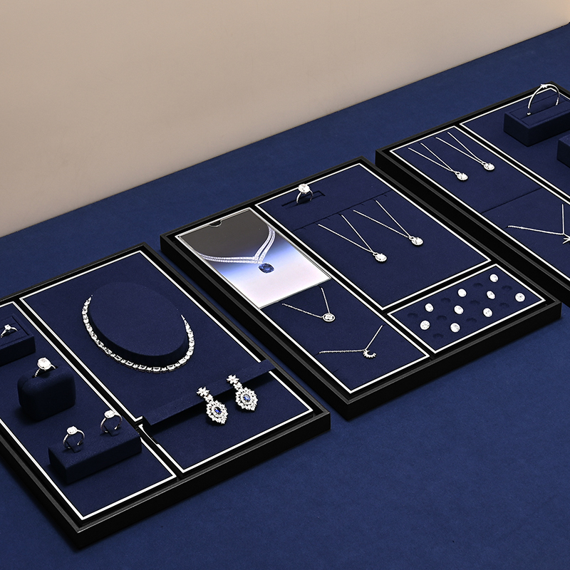 TT495 Newest Design Classic Luxury Custom Jewelry Showcase Set for Earrings Display Ring Necklace Jewelry Display Set
