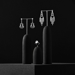 TT361 Black Microfiber Jewelry Display Set Luxury Piercing Earring Display Holder Necklace Jewelry Counter Display Props