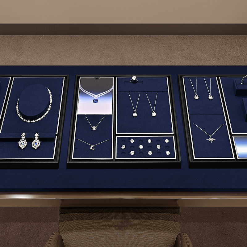TT495 Newest Design Classic Luxury Custom Jewelry Showcase Set for Earrings Display Ring Necklace Jewelry Display Set
