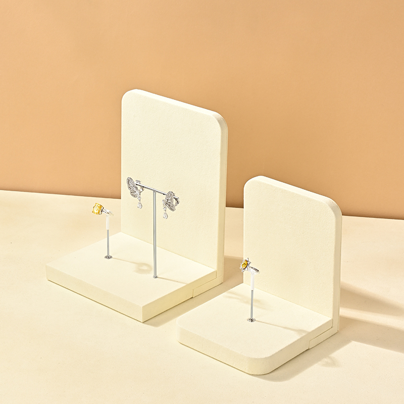 TT501 Jewelry Displays for Store Luxury Jewelry Display Props Beige Microfiber Jewelry Stand Display Set