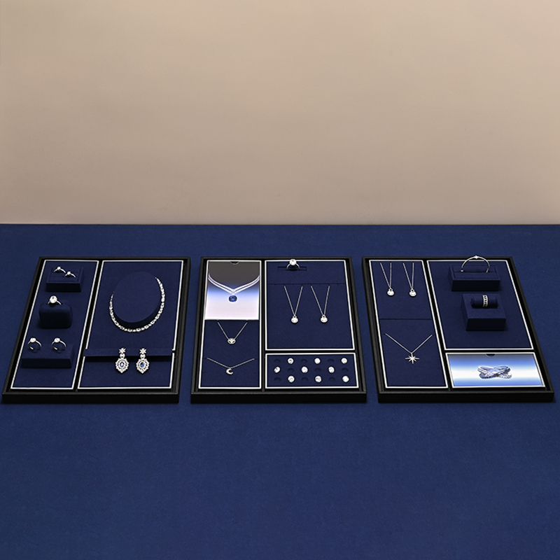 TT495 Newest Design Classic Luxury Custom Jewelry Showcase Set for Earrings Display Ring Necklace Jewelry Display Set