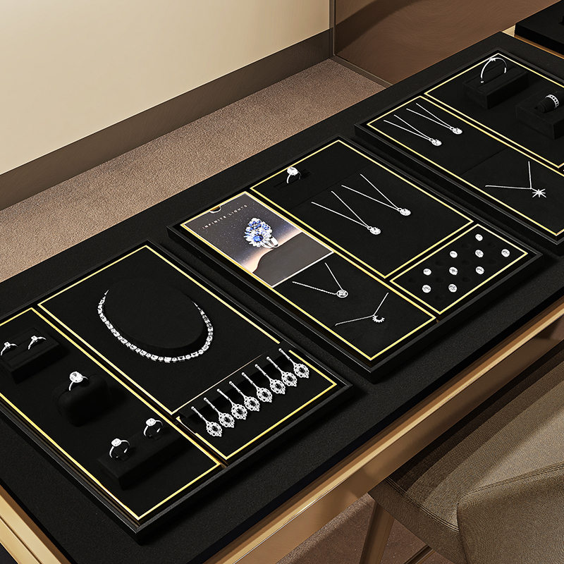 TT494 Wholesale Fashion Jewelry Display Set with Microfiber Ring Tray Jewellery Display Set