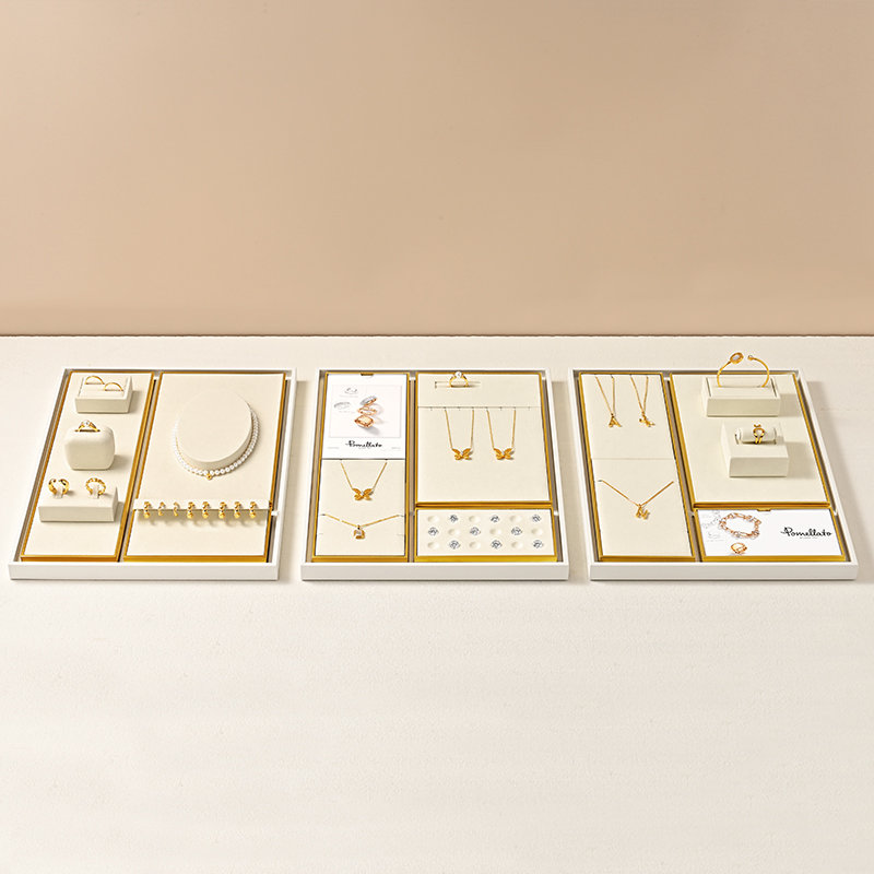 TT496 Custom Microfiber Jewelry Displays Set Showcase Jewellery Display Stands Sets for Retail Shop Counter