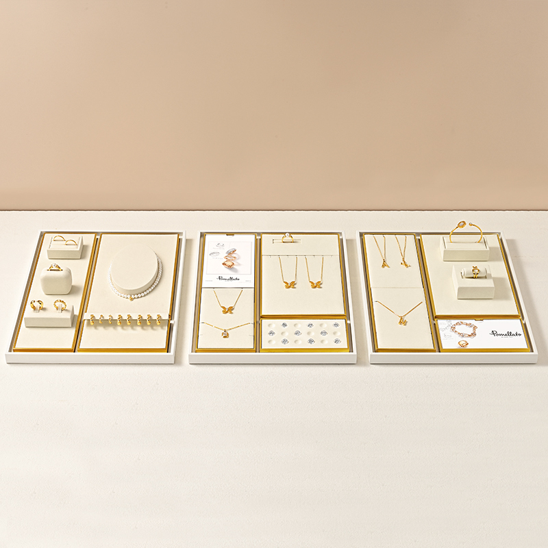 TT496 Custom Microfiber Jewelry Displays Set Showcase Jewellery Display Stands Sets for Retail Shop Counter