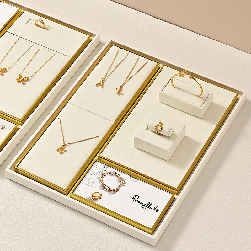 TT496 Custom Microfiber Jewelry Displays Set Showcase Jewellery Display Stands Sets for Retail Shop Counter