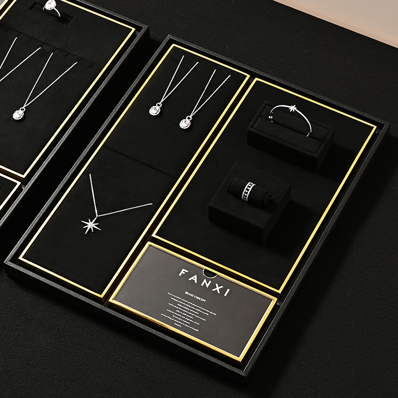 TT494 Wholesale Fashion Jewelry Display Set with Microfiber Ring Tray Jewellery Display Set