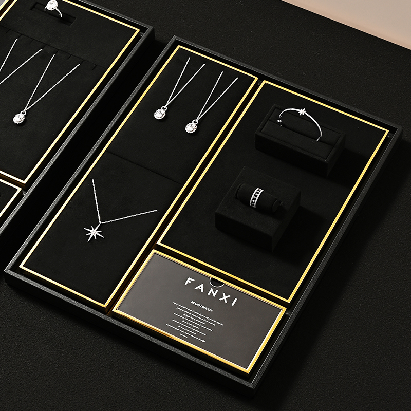 TT494 Wholesale Fashion Jewelry Display Set with Microfiber Ring Tray Jewellery Display Set