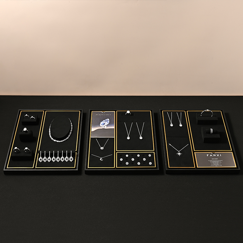 TT494 Wholesale Fashion Jewelry Display Set with Microfiber Ring Tray Jewellery Display Set