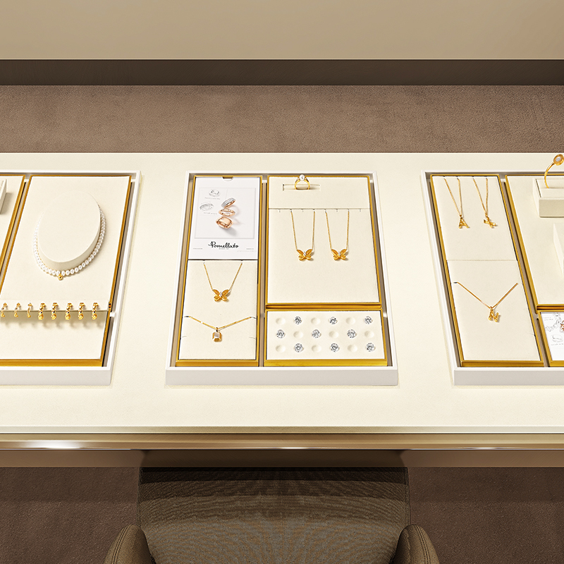 TT496 Custom Microfiber Jewelry Displays Set Showcase Jewellery Display Stands Sets for Retail Shop Counter