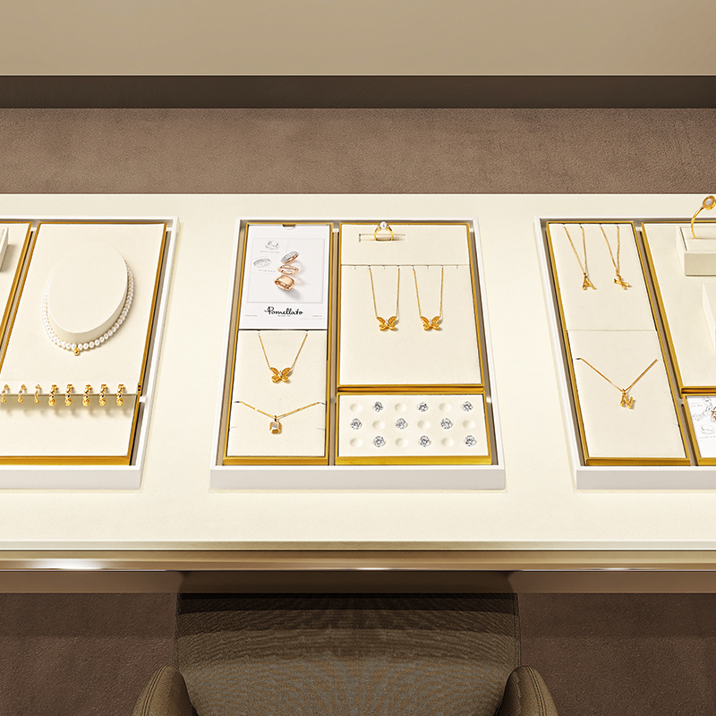 TT496 Custom Microfiber Jewelry Displays Set Showcase Jewellery Display Stands Sets for Retail Shop Counter