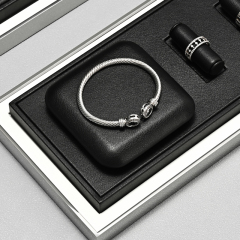 TT484 Wholesale Luxury Leather Jewellery Showcase Black Jewelry Counter Display Set
