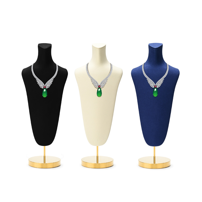 RX073-75 Luxury Microfiber Jewelry Container Display Stand for Necklace Busts for Shop Counters and Showcases