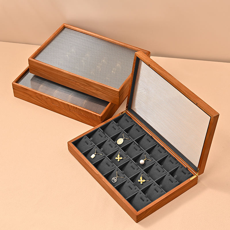 X071 Jewellery Storage Box Earring Storage Box Wooden Jewelry Storage Box with Lid
