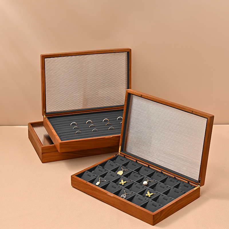 X071 Jewellery Storage Box Earring Storage Box Wooden Jewelry Storage Box with Lid