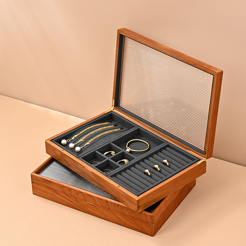 X071 Jewellery Storage Box Earring Storage Box Wooden Jewelry Storage Box with Lid