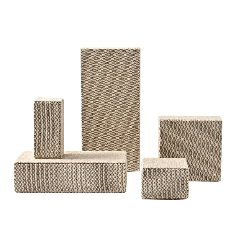 J001 Linen Original Rectangular column Necklace Ring Earrings Jewelry Display Stand Tray