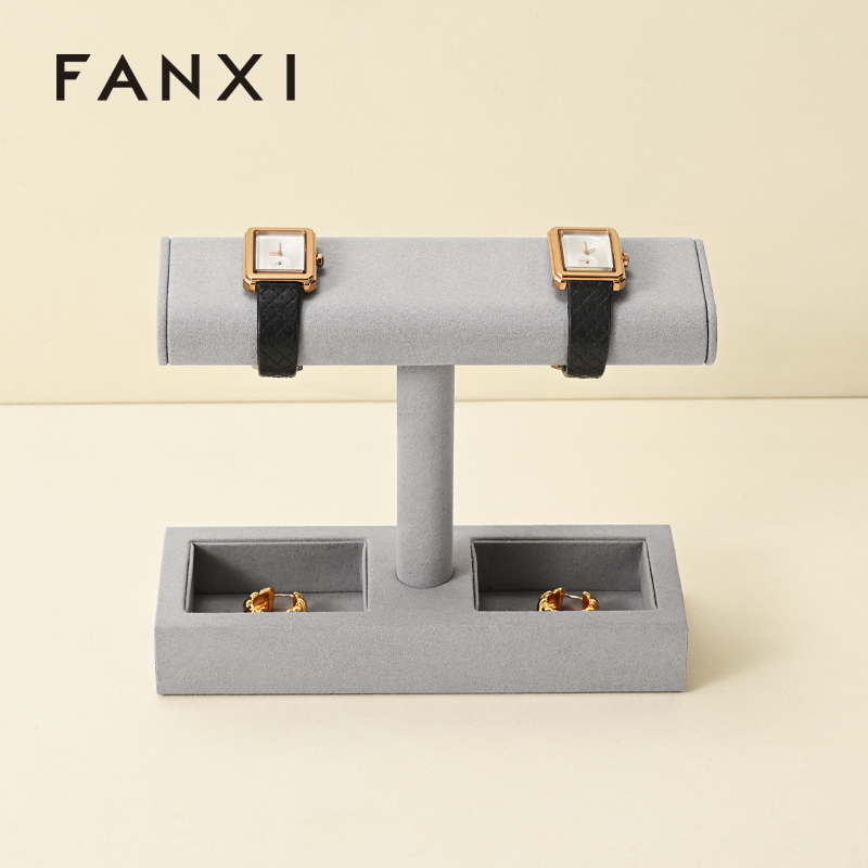 J003 Microfiber Watch Display Stand Custom Logo Jewelry Display Holder for Watch Necklace Bracelets Storage and Display