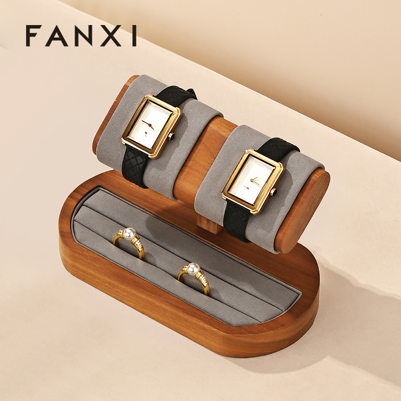SM236 Wooden Watch Display Stand Custom Logo Jewelry Display Holder for Watch Necklace Bracelets Storage and Display