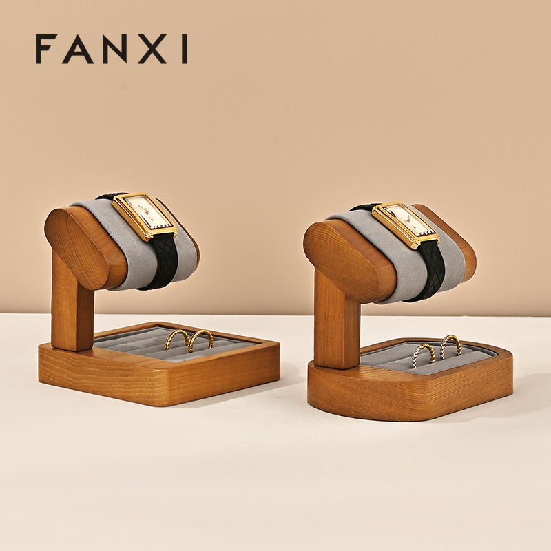 SM236 Wooden Watch Display Stand Custom Logo Jewelry Display Holder for Watch Necklace Bracelets Storage and Display
