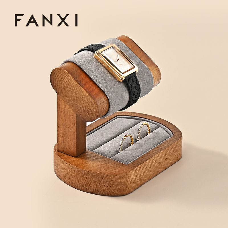 SM236 Wooden Watch Display Stand Custom Logo Jewelry Display Holder for Watch Necklace Bracelets Storage and Display