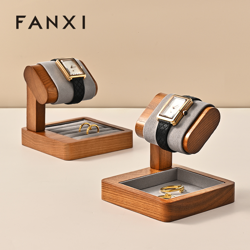 SM236 Wooden Watch Display Stand Custom Logo Jewelry Display Holder for Watch Necklace Bracelets Storage and Display