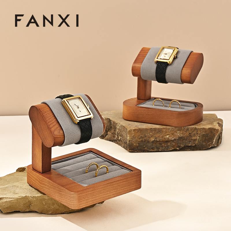 SM236 Wooden Watch Display Stand Custom Logo Jewelry Display Holder for Watch Necklace Bracelets Storage and Display